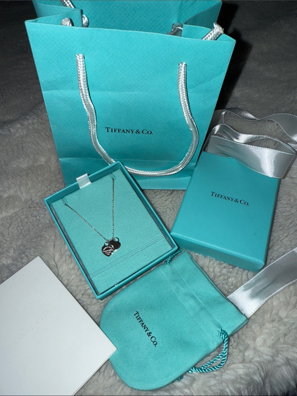 Tiffany and Co Double Heart Tag Pendant in Silver Mini